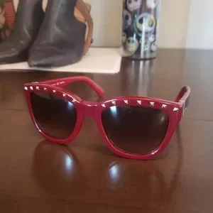 Valentino Rockstud Sunglasses Red V677S Authentic Rare red-valentino-sunglasses-main.  main image 3